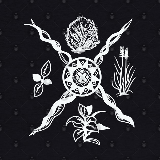 Native American Sacred Plant White Print by Eyanosa